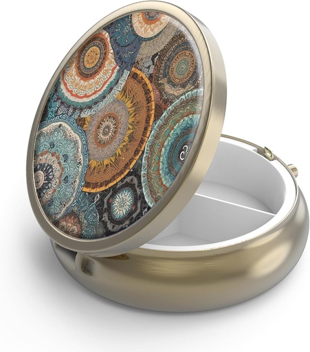 [BRSRMYYNBYFQKFD6] Pill Box 3 Kiçik Pill Case, Pocket və ya Purse Pill Organizer Pill Konteyner Qadınları, Cəmiyyət, Balıq Yağı və Ekstrləri (Blue Cracked Marbling)