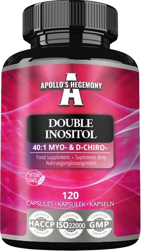 [BRSRAYYOBUIGG3DG] APOLLO'S HEGEMONY Double Inositol 120 Vegan Capsules - Myo-Inositol + D-Chiro-inositol in Optimal 40:1 Ratio - 615 mg per Capsule - 4 Months Supply - Vitamin B8 Supplement