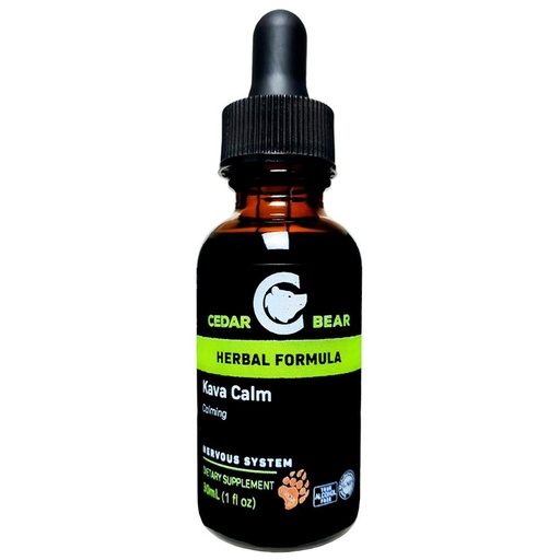 [BRSWKHDQDMDWYAIU] Cedar Bear Kava Calm a Liquid Herbal Supplement That Supports The Central Nervous and Digestive Systems 1 FL Oz
