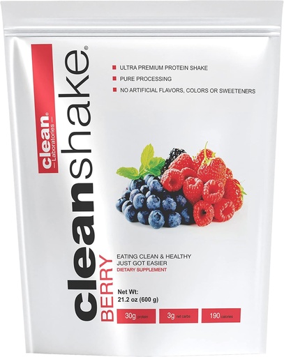 [BRSWK2QHOIMBCAAV] CleanShake Ultra-Premium Protein Shake. Clean Protein Powder Shake with 21 Organic Ingredients, 23 Vitamins and Minerals, and Non-GMO and rGBH-Free Grass Fed Whey Protein. Informed Protein Certified