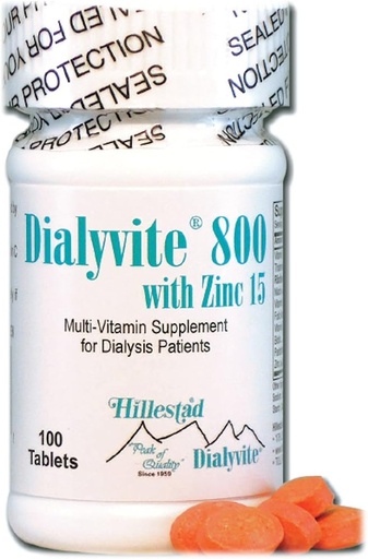 [BRSWGEDQBYDRMCI2] Dialyvite 800 with Zinc 15 mg. - 100 Tabs (Renal Supplement)