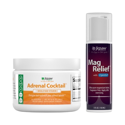 [BRSRAYI2OUAREG3G] Jigsaw Health Bundle | Adrenal Cocktail, 60 Servings (Jar), and MagRelief, 5 Ounces (Lotion)