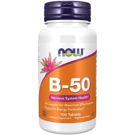 [BRSWIYQAO4HRKETE] NOW Foods Supplements, Vitamin B-50 mg, Energy Production*, Nervous System Health*, 100 Tablets