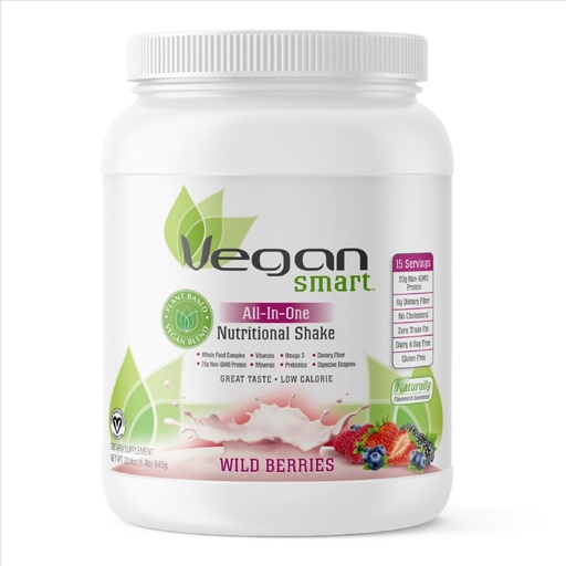 [BRSWKYLQOQCA4FTI] Vegansmart Naturade Plant Based Vegan Protein Powder - All-in-One Nutritional Shake Protein Blend - Gluten Free & Non-GMO - Wild Berries (15 Servings)