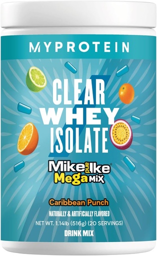 [BRSROCD5BV4GODTF] Myprotein Clear Whey Isolate Protein Powder, 1,1 Lb (20 Servinges) Sadni Mike in IKE Caribbean Punch Drink Mix, 20 g Beljakovine na obrok, Dnevna pijača za vrhunsko zmogljivost