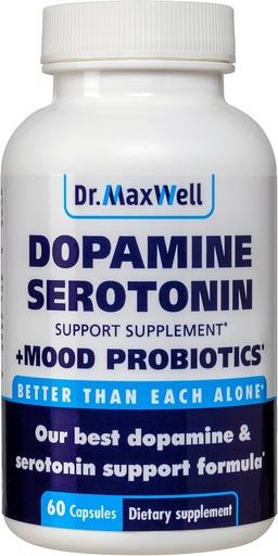 [BRSW2BQLOEIGKHTD] Serotonin and Dopamine Supplements with Mood Probiotic, 5in1 Support for (1) Dopamine (2) Serotonin (3) Mood (4) Relaxation (5) Focus & Brain, 60 Capsules