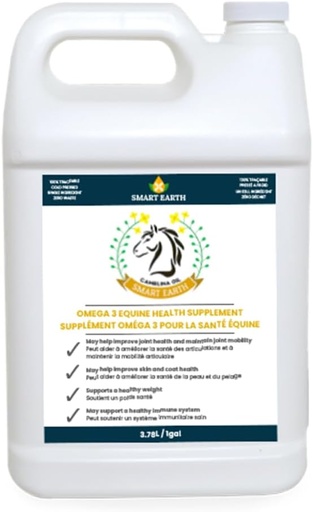 [BRSWGEATOAGRMCLJ] 100% Pure Camelina Oil for Horses – Omega 3 & Vitamin E Rich Supplement for Coat, Hooves, Arthritis, Joints, Weight Gain & Ulcers – False Flaxseed Oil Made in Canada by Smart Earth, 1gal.