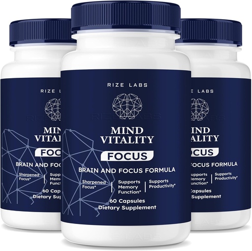 [BRSROHTQCEHGEFI4] rize labs Mind Vitality Focus Brain Supplement, Mind Vitality to Boost Focus and Concentration & Avoid Mid-Afternoon Fatigue, Mind Vitality Advanced Formula Reviews (180 Capsules) (Pack of 3)