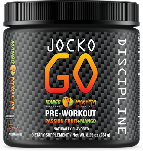 [BRSW2FAZOANWKALF] Jocko Fuel Pre Workout Powder with L-Citrulline, Nootropic & Caffeine for Endurance & Stamina - Keto, Low Sugar Blend for Distance Running, Cycling, Jiu Jitsu - 30 Servings (Mango)