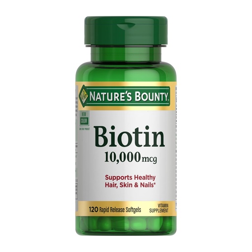 [BRSWI2Y2DEIRS3LI] Nature's Bounty Biotin Hair Skin and Nails Vitamins, Supports Healthy Hair, Skin and Nails, 10,000 mcg, 120 Softgels (Pack of 1)