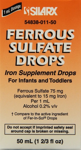 [BRSWIGIAPN6GMGDO] Ferrous Sulfate Iron 15mg/ml Supplement Drops 50ml Bottle -Pack of 3-