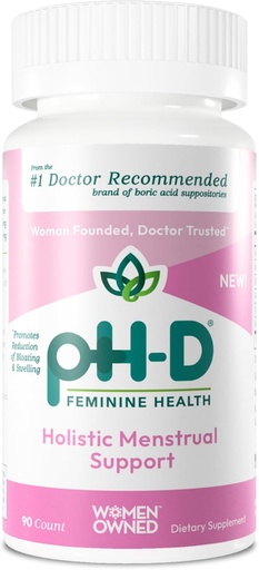 [BRSRMBT2CAAWCDT5] pH-D Feminine Health Support - Holistic Menstrual Support - Oral Supplement with Calcium, Magnesium, Chamomile, and Black Cohosh - 90 Count
