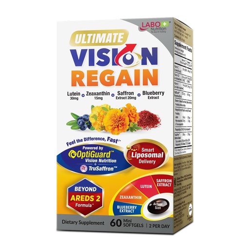 [BRSWGAT4BYMAEFDB] LABO Nutrition Ultimate VisionREGAIN, Eye Vitamin Beyond AREDS 2 Formula with Lutein, Zeaxanthin, Saffron Extract, Blueberry for Macular and Retinal Health, Eye Fatigue, Night Vision Support 60 Counts