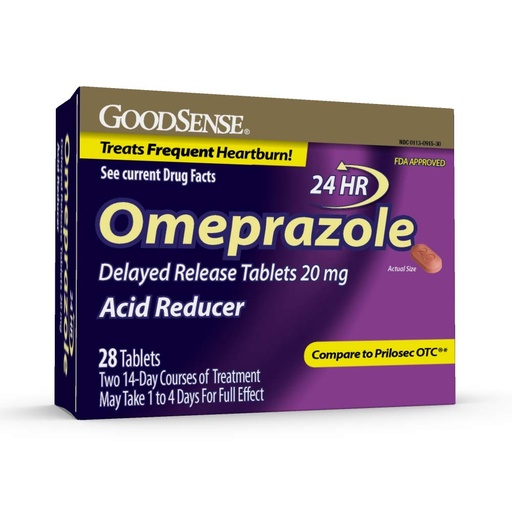 [BRSWKZD7BUDRGDL4] GoodSense Omeprazole Delayed Release Tablets 20 mg, Acid Reducer, Treats Frequent Heartburn, 28 Count