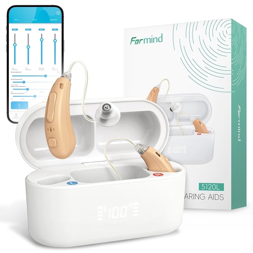 [BRSRAFIYAQFBU23F] Formind Rechargeable Hearing Aids for Seniors - Advanced Receiver-in-Canal (RIC) Design, 16-Channel Digital Sound, Noise-Cancelling, 2-Hour Quick Charge for 60-Hour Use, Superior Sound Quality