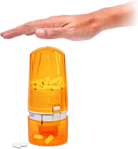 [BRSRAFANBMIQK2DB] Pill Dispenser - Medication Holder for Adults & Seniors - Lock Feature - Arthritis Friendly - One Push, One Pill - Effortless & Hygienic - 75 Round Tablets