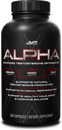 [BRSROCD6BEIW2A3V] Alpha JYM X Advanced Hormone Optimization, Vitality, Optimization, DHEA, Ashwagandha, Boron, Shilajit, Fenugreek, Eurycoma, Damiana, Quercetin, DIM, JYM Supplemental Science, 240 Kapsler