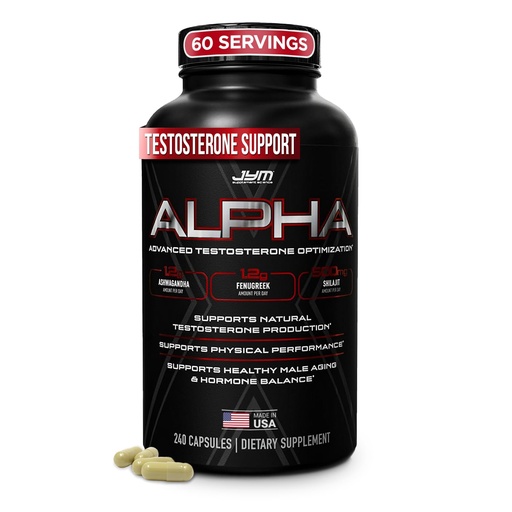 [BRSROCD6BEIW2A3V] Alpha JYM X Advanced Testosterone Booster - Vitality, Optimization, DHEA, Ashwagandha, Boron, Shilajit, Fenugreek, Eurycoma, Damiana, Quercetin, DIM, JYM Supplemental Science (240 Capsules)
