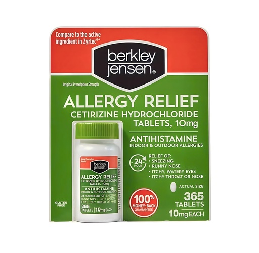 [BRSWIYATDNYQY23O] berkley jensen 24 Hour Allergy Relief, 10 mg Cetirizine Hydrochloride Antihistamine - Fast Allergy Medicine for Indoor & Outdoor Allergies, Made in USA