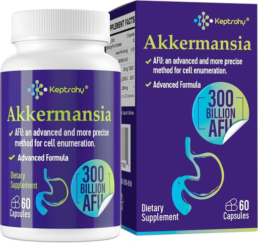 [BRSRO2QHCUPQYCAZ] 300 Billones AFU Akkermansia Probiótico para Hombres Mujer, Akkermansia Muciniphila para Más GLP-1 Producción, Digestivo, Gut & Immune, Gut Digestive Lining Function, 60 Conde