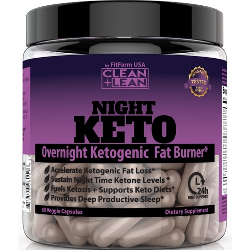 [BRSRMHYLO4NGECDA] Clean+Lean Night Keto: First Ever Overnight Ketogenic Fat Burner & Sleep Aid | BHB Ketones + MCT Oil Extract + Vitamins & Minerals | 24 HR Diet Sleep Great Lose Weight | All Natural & GF | 60 Caps