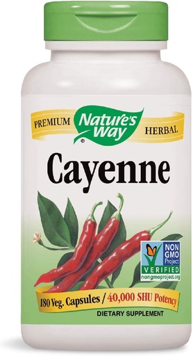 [BRSWIYYMOJ5WCGTY] Nature's Way Cayenne 40,000 SHU Potency, 180 Vegetarian Capsules, Pack of 2