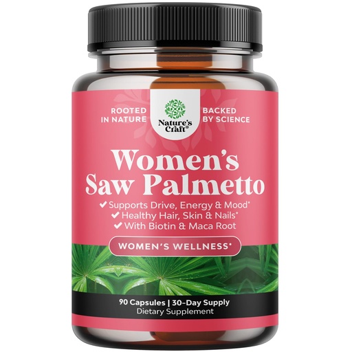 [BRSWKFINCMMBECTK] Saw Palmetto for Women 500mg - DHT Blocker for Women 30-Day Supply - Hair Vitamins for Hair Loss Supplement - Saw Palmetto Extract Capsules with Maca Root & Biotin - 90 Count