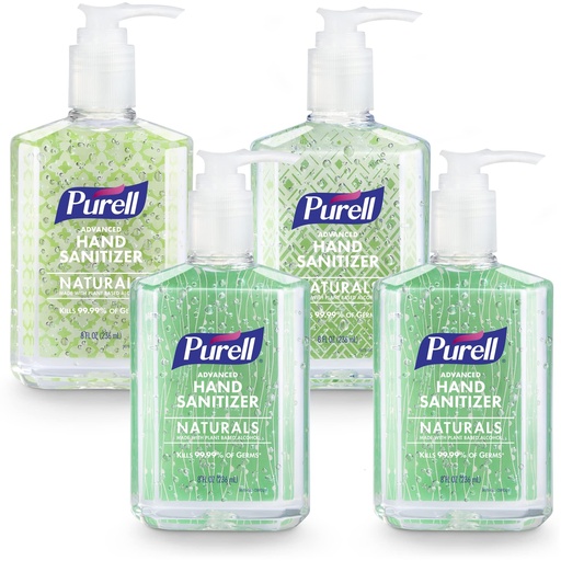 [BRSWYCQTCB7RMHTK] PURELL Advanced Hand Sanitizer Naturals with Plant Based Alcohol, Citrus Scent, 8 fl oz Pump Bottle (Pack of 4) - 9626-06-ECDECO