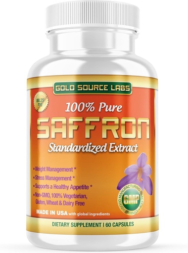 [BRSWIFY2OMDA4GDI] Safran Extract Supplement - 88,25 mg kapsler med standardiseret 3, 3% Safranal Extract Plus Pure Safran Powder, 60 Maksimal styrke Vegetariske piller - Premium Appetit og Eye supplement