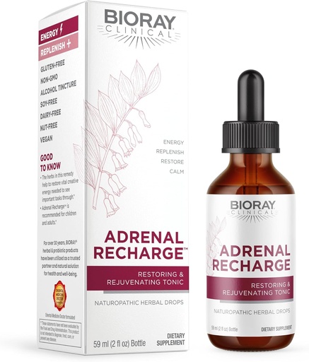 [BRSRAFT4OUDQOC3F] Recarga Adrenal Clínica BIORAY - 2 fl oz - Restauración " Rejuvenecimiento de alcohol Tintura - No GMO, Vegan, Gluten Gratis