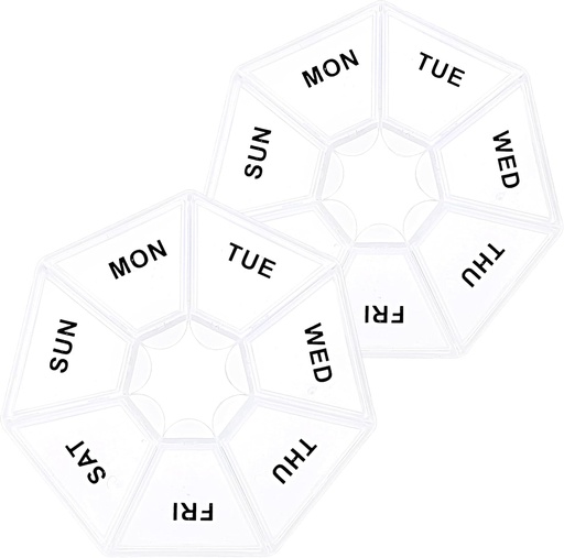 [BRSRAHT7OF5WAADP] Sibba 7 Day Pill Organizer, 2 Pcs Medicine Pill Box, Daily Pill Holder, Portable Travel Pill Container Holder for Pocket or Purse, Medicine Planner for Vitamins Fish Oil, Supplements(Clear)