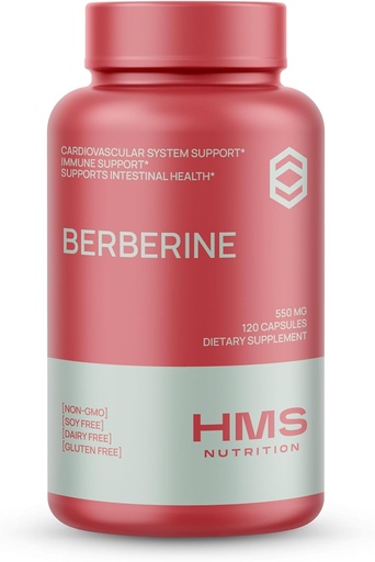 [BRSWYHT6OQBAODL4] Berberine HCL 550mg, Plant-Based Berberine Supplement from Berberis Aristata Root, Vegan & Gluten Free, 120 Capsules