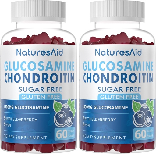 [BRSROHAFPMFQKADZ] Glucosamine Chondroitin Gummies met MSM & Vlierberry Extra Sterkte - Gezamenlijke ondersteuning, Antioxidant Immune Support Supplement voor volwassenen, mannen en vrouwen.(2 Pack)