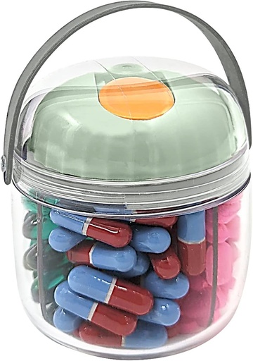 [BRSRMAALC4MQIDQ2] Mini Pill Dispenser Organizer Bottle, Daily Travel Medication Box with Secure Closure (Mini - Green)