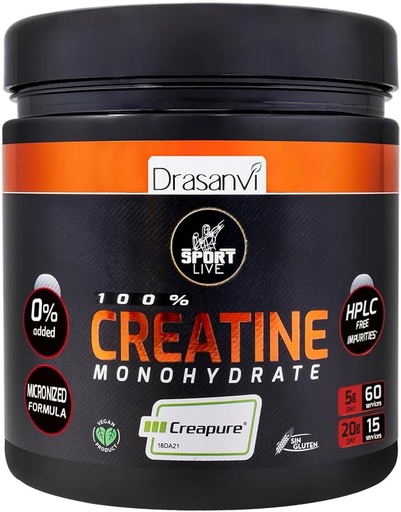 [BRSWYBLYPMFA2ALA] DRASANVI Sport Live 10.58 Ounce Creatine Monohydrate Powder - Strengthens And Increases Your Muscles - Without Allergens - Neutral Flavor - Pure And Effective Composition