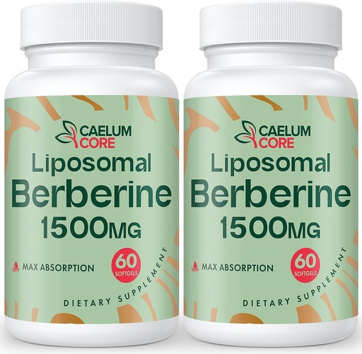 [BRSRAEAFB4PBGAI7] Lipozomální Berberine HCL - Berberine 1500mg Vysoká biologická dostupnost, Dodatek Berberiny pro ženy a muže (2 balení)
