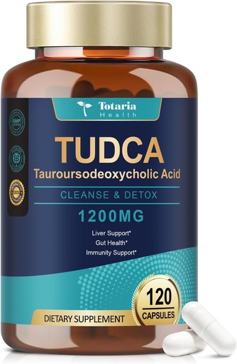 [BRSRAGA3PMIAMFDK] Totaria TUDCA Bile Salts 1200mg (Tauroursodeoxycholic Acid), 120 Capsules, Ultra Strength Pure TUDCA Liver Supplements, Liver and Gallbladder Cleanse & Repair, Vegan