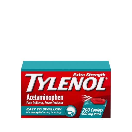 [BRSROBAYCJ5BQDIV] Tylenol Extra Strength Easy to Swallow Acetaminophen, Pain Reliever & Fever Reducer Coated Caplets for Adults with Gentleglide Technology, 500 mg Extra Strength Acetaminophen, 200 ct