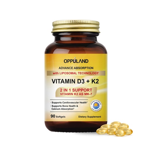 [BRSROAITC4BGGFY3] Vitamin D3 + K2 5000 IU - Liposomal Technology for Enhanced Absorption - MK-7 Vitamin K2 100mcg - Supports Bone & Calcium Metabolism - D3K2 Supplement for Men & Women - 90 Softgels