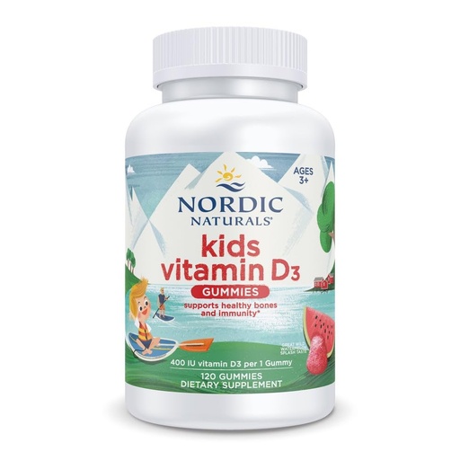 [BRSWY2Q7AR6BGDT6] Nordic Naturals Vitamin D3 Gummies Kids, Wild Watermelon Splash - 120 Gummies - 400 IU Vitamin D3 - Bone Health, Healthy Immunity - Non-GMO, Vegetarian - 120 Servings