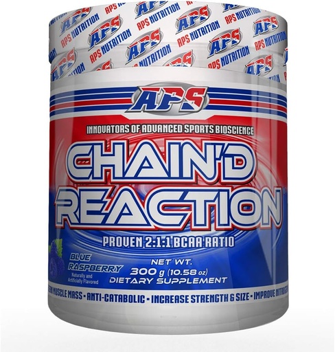 [BRSWKF3QDIDRKEI7] Chain'd Reaction - The Ultimate BCAA Amino Acid Recovery Aid for Muscle Growth, Blue Raspberry, 300 Gram
