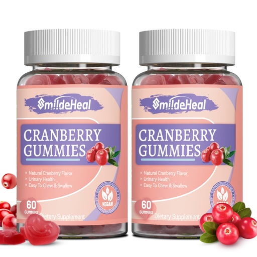 [BRSRAZIKAENRS3TG] Cranberry Gummies 1000mg, Cranberry Supplements for Women, with D-Mannose 250mg, Womens Probiotic Gummies, Urinary Tract Health, Cranberry Flavor, NO GMOs, 60 Count (Pack of 2)