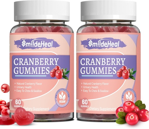 [BRSRAZIKAENRS3TG] Cranberry Gummies 1000mg, Cranberry doplňky pro ženy, s D- Mannose 250mg, Womens Probiotic Gummies, Močové Tract Health, Cranberry Flavor, NO GMO, 60 Počet (balení po 2)