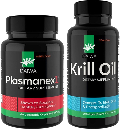 [BRSWYGIYBNYAGDI6] Daiwa Plasmanex 1 – Blood Circulation Supplement + Daiwa Krill Oil – Omega 3 Krill Oil Capsules