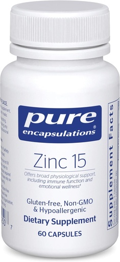 [BRSWIY36CIFBUDD4] Pure Encapsulations Zinc 15 mg - Zinc Picolinate Supplement for Immune System Support, Growth & Development - for Wound Healing - 60 Capsules