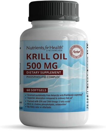 [BRSW2HD2DINBUAAZ] Rawleigh Premium Red Krill Oil: 60 Non-GMO Softgels, 1000mg of Euphasia Superba Oil a Day, Rich in Choline, Phospholipids, Astaxanthin, EPA & DHA Omega-3 Fatty acids, for Heart, Joints, Brain Health