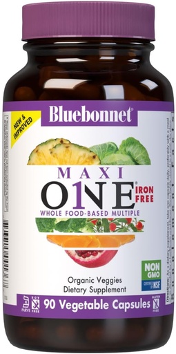 [BRSWIYQZCN4GCAYZ] Bluebonnet Nutrition Maxi One (Iron- Free), Whole Food Multiple, Enzymy, Energia, Witalność, Gluten, Soy & Green Free, Kosher, Wegetariański Przyjazny, Non-GMO, 90 Hrabia