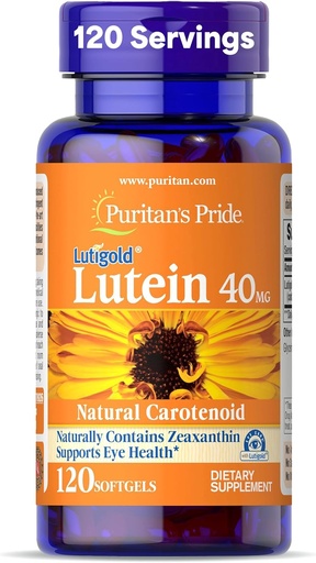 [BRSWIGY3PN6BKFT6] Puritanin Pride Premium LutigoldTM Lutein Carotenoid 40 mg zeaksantiini miehille ja naisille, ravintolisä silmäterveyden tukea, 8 kuukauden tarjonta, 120 helppo niellä Softgels