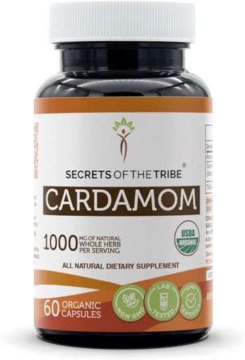 [BRSRMZTYBAMBMDQY] Secrets of the Tribe Cardamom 60 Capsules, Made with Vegetable Capsules and USDA Organic Cardamom (Elettaria cardamomum) Dried Pod (60 Capsules)