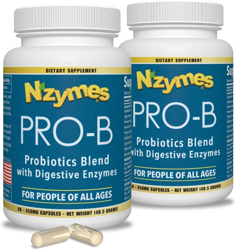 [BRSRM23YDEHA4EQZ] Nzymes® Pro-B Probiotics and Digestive Enzymes for Digestive Balance, Better Digestion, Indigestion, and Constipation (180 Total Caplets) - Made in The USA